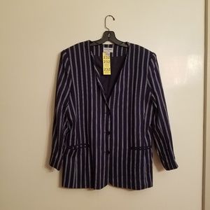 size 14 Alfred Dunner jacket Navy pinstrip *232